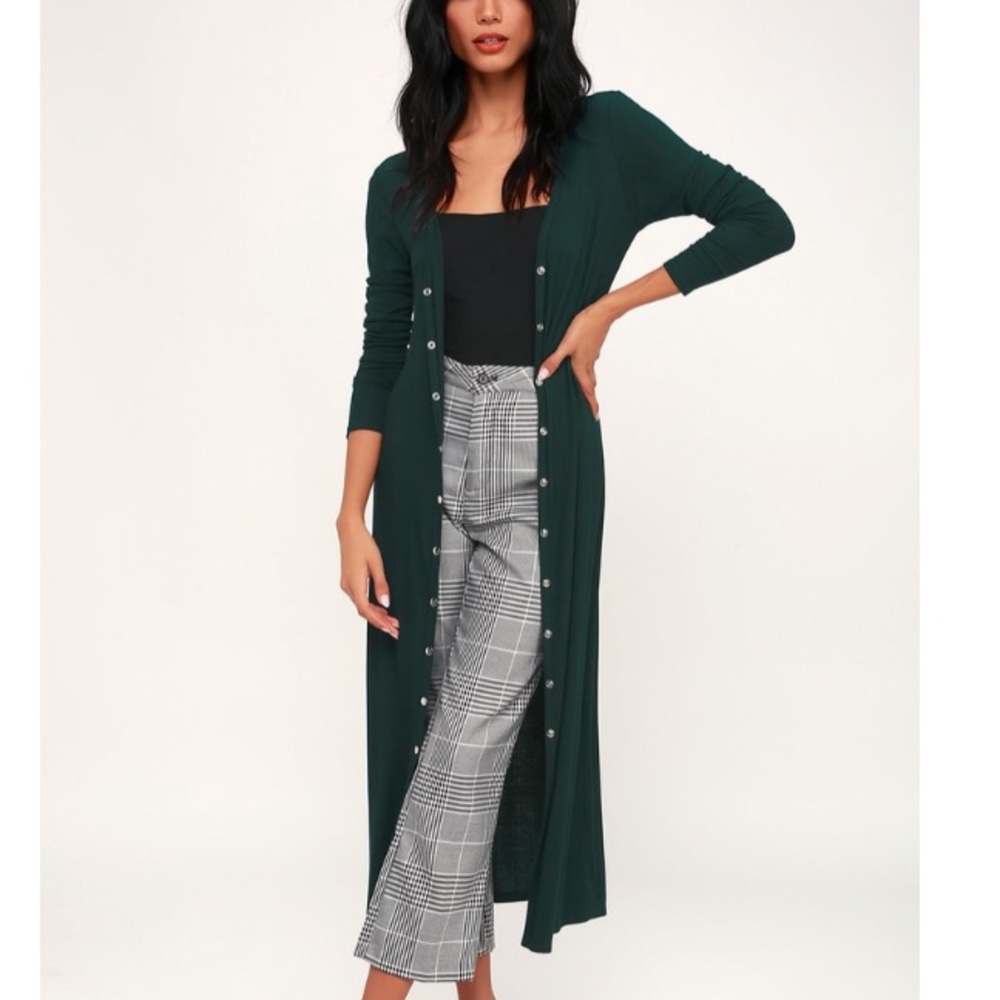 Lulus longline snap button green cardigan size xs